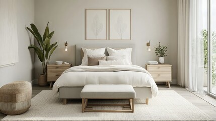 Scandinavian style bedroom with simple furnishings