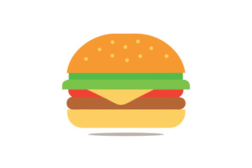 Flat Vector Illustration of a Cheeseburger Icon