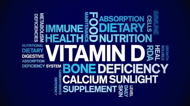 Vitamin D animated word cloud;text design animation tag kinetic typography seamless loop.