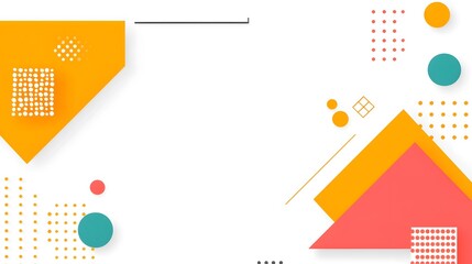 Abstract Geometric Background with Orange  Yellow  and Teal Shapes