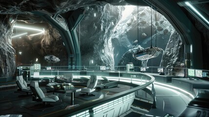 Fototapeta premium Futuristic Space Station with Advanced Technology