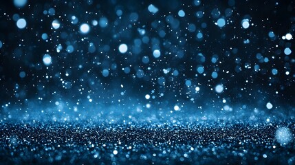 Abstract Blue Glitter Background with Bokeh Lights
