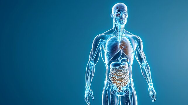 A detailed anatomy illustration showcasing the human digestive system in vibrant colors.