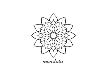Black and White Mandala Flower Design