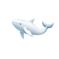 A charming of a white whale swimming gracefully in the ocean, symbolizing peace and tranquility in marine life.