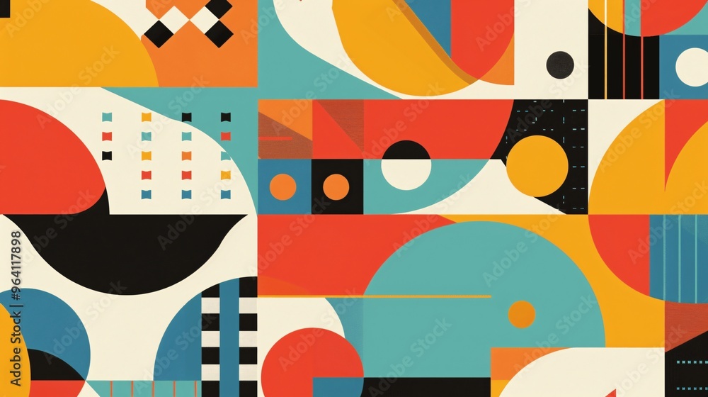 Poster abstract geometric pattern: vibrant and playful, this abstract geometric pattern features a bold col