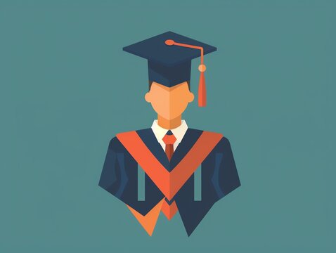 Graduation honors, student with cords and stoles, flat design illustration