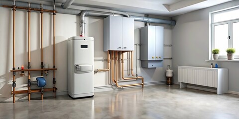 Home gas fired boiler installation process in a residential setting