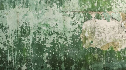 Textured design incorporating weathered concrete with green paint for interior or wallpapers.