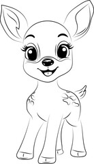 Cute fawn cartoon character coloring page. Animal,  colouring page for kids