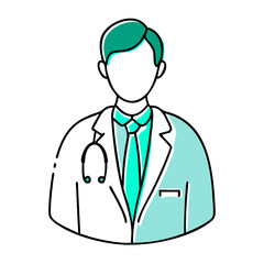 Fototapeta premium Icon of Doctor in White Coat with Stethoscope, Healthcare Concept