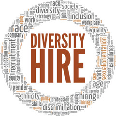Obraz premium Diversity Hire word cloud conceptual design isolated on white background.