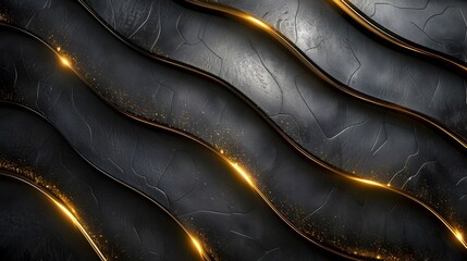 Obraz premium A black and gold wave pattern with a shiny, metallic look 