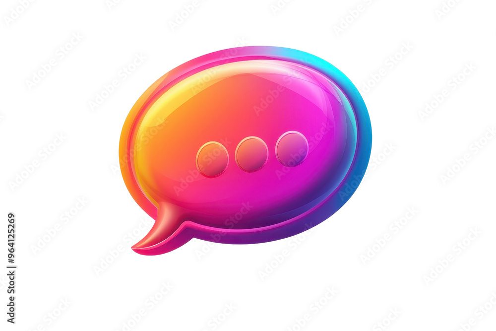 Poster bright and colorful 3d chat bubble icon isolated on transparent background. perfect for messaging an