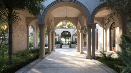 Fototapeta premium Sophisticated arched architectural design for both interior and exterior spaces, with a realistic 3D background that enhances elegance