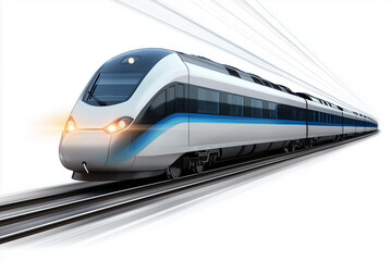 Fototapeta premium A sleek and futuristic high-speed bullet train captured in motion on the tracks.