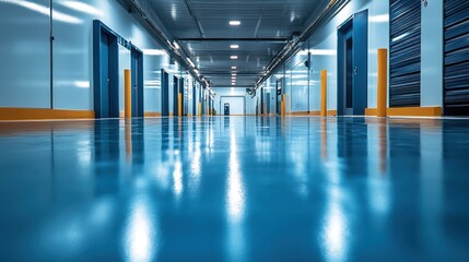 Fototapeta premium Industrial workplace prioritizing hygiene, safety, and spotless floors.