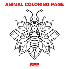 animal bee mandala coloring page