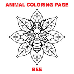 animal bee mandala coloring page