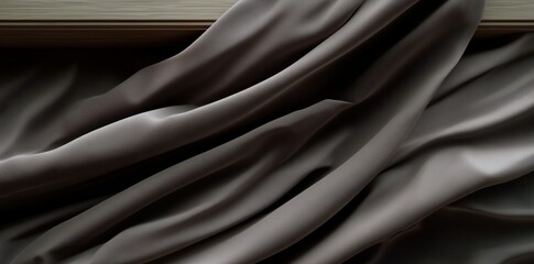 Obraz premium Abstract 3D render with wooden frame and flowing cloth on brown background