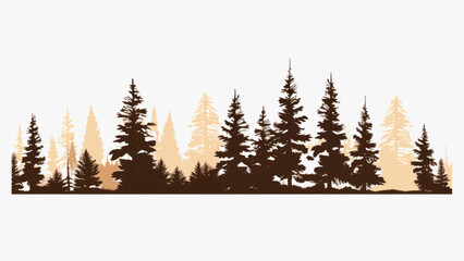Fototapeta premium Silhouette forest pine trees
