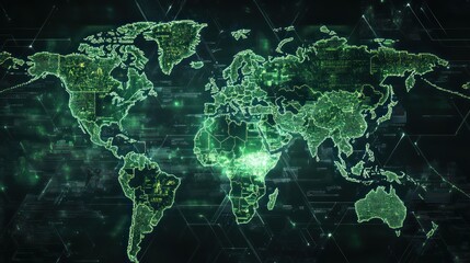 A global map highlighting countries adopting a hydrogen economy, green and futuristic visuals