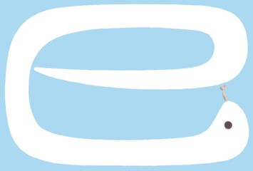 巳年の白抜き蛇　青