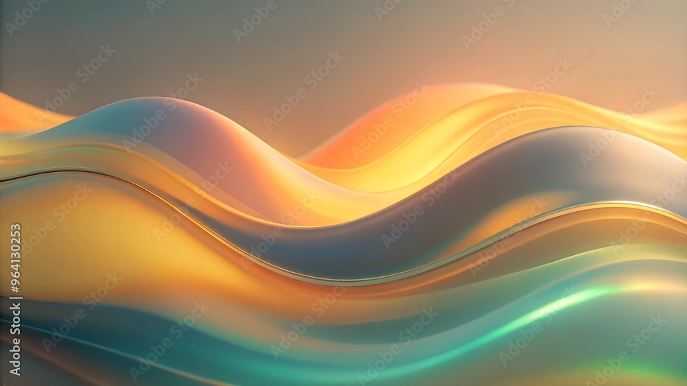 Poster smooth flowing abstract waves in soft pastel colors creating a serene atmosphere and depth