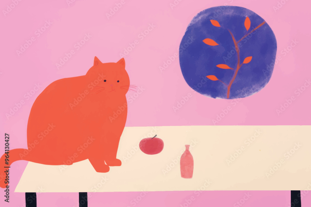 Sticker Colorful minimalist cat artwork