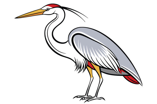 recommend clip art: Heron continuous line art drawing illustration black and white