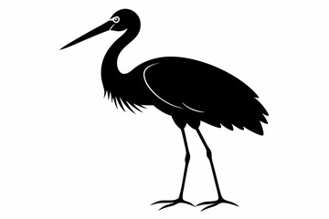 Stork bird silhouette vector, bird silhouette, stork bird black icon vector isolated on white background