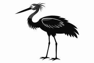Stork bird silhouette vector, bird silhouette, stork bird black icon vector isolated on white background