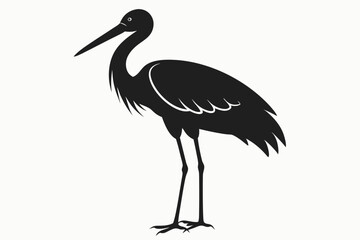 Stork bird silhouette vector, bird silhouette, stork bird black icon vector isolated on white background