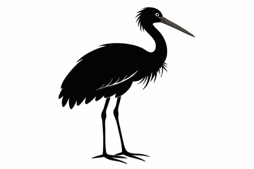 Stork bird silhouette vector, bird silhouette, stork bird black icon vector isolated on white background