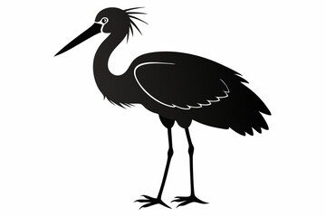 Stork bird silhouette vector, bird silhouette, stork bird black icon vector isolated on white background