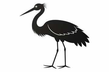 Stork bird silhouette vector, bird silhouette, stork bird black icon vector isolated on white background