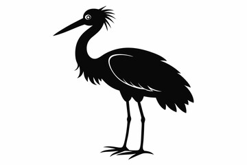 Stork bird silhouette vector, bird silhouette, stork bird black icon vector isolated on white background