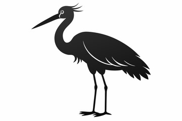 Stork bird silhouette vector, bird silhouette, stork bird black icon vector isolated on white background