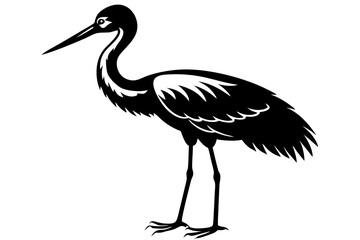 Stork bird silhouette vector, bird silhouette, stork bird black icon vector isolated on white background