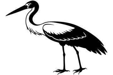 Stork bird silhouette vector, bird silhouette, stork bird black icon vector isolated on white background