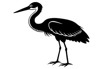 Stork bird silhouette vector, bird silhouette, stork bird black icon vector isolated on white background