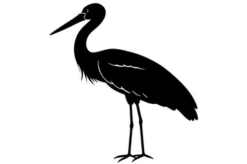 Stork bird silhouette vector, bird silhouette, stork bird black icon vector isolated on white background