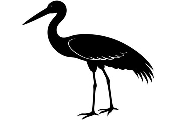 Obraz premium Stork bird silhouette vector, bird silhouette, stork bird black icon vector isolated on white background