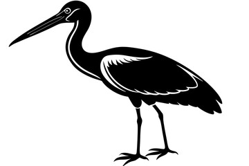 Stork bird silhouette vector, bird silhouette, stork bird black icon vector isolated on white background