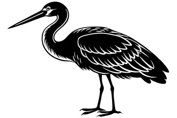 Stork bird silhouette vector, bird silhouette, stork bird black icon vector isolated on white background
