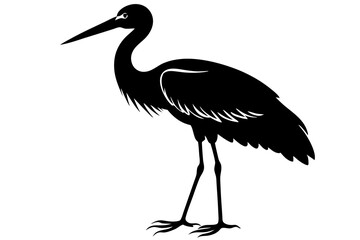 Stork bird silhouette vector, bird silhouette, stork bird black icon vector isolated on white background
