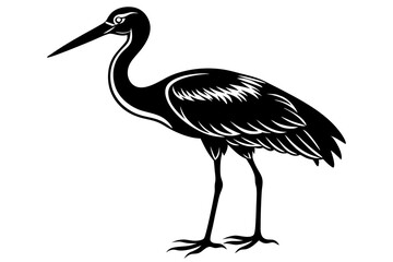 Stork bird silhouette vector, bird silhouette, stork bird black icon vector isolated on white background