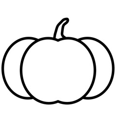 2D Cute Cartoon Pumpkin Outline On Transparent Background. PNG Image, For Brush Procreate, Coloring Picture, Digital Art, Procreate Pocket