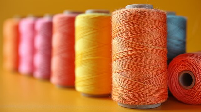 Cotton yarns or threads on spool tube bobbins at cotton yarn factory.
