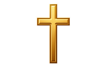 Golden religious cross symbol on a transparent background, perfect for spiritual and religious concepts, isolated and shining with brilliance.